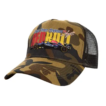 Sergio Perez - F1 Red Bull Racing, Καπέλο Ενηλίκων Structured Trucker, με Δίχτυ, (παραλλαγή) Army (100% ΒΑΜΒΑΚΕΡΟ, ΕΝΗΛΙΚΩΝ, UNISEX, ONE SIZE)