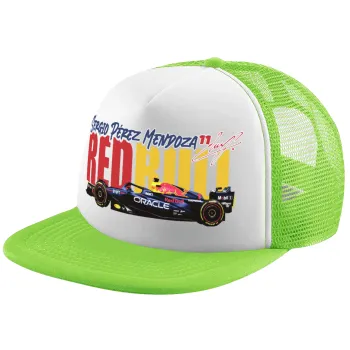 Sergio Perez - F1 Red Bull Racing, Child's Soft Trucker Hat with Green/White Mesh (POLYESTER, CHILDREN'S, ONE SIZE)