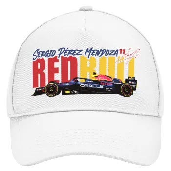 Sergio Perez - F1 Red Bull Racing, Καπέλο Ενηλίκων Baseball, Drill, Λευκό (100% ΒΑΜΒΑΚΕΡΟ, ΕΝΗΛΙΚΩΝ, UNISEX, ONE SIZE)