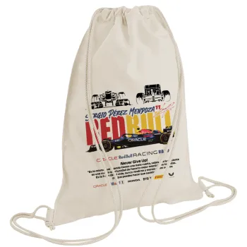 Sergio Perez - F1 Red Bull Racing, Τσάντα πλάτης πουγκί GYMBAG natural (28x40cm)