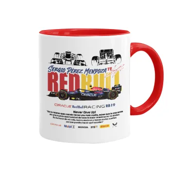 Sergio Perez - F1 Red Bull Racing, Κούπα χρωματιστή κόκκινη, κεραμική, 330ml