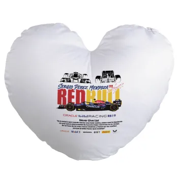 Sergio Perez - F1 Red Bull Racing, Μαξιλάρι καναπέ καρδιά 40x40cm περιέχεται το  γέμισμα
