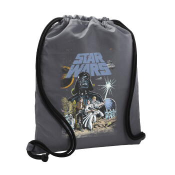 Star Wars, Backpack pouch GYMBAG GREY, with pocket (40x48cm) & thick cords