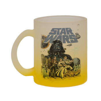 Star Wars, Κούπα γυάλινη δίχρωμη με βάση το κίτρινο ματ, 330ml