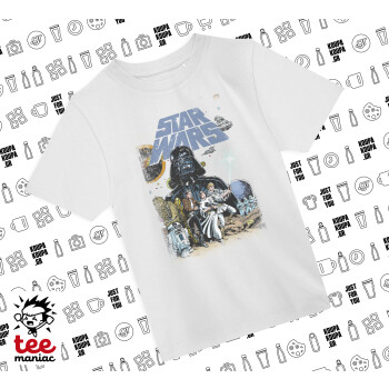 Star Wars, Άνετο παιδικό T-Shirt ΛΕΥΚΟ από 100% βαμβάκι, για κάθε μέρα. Vegan & OEKO-TEX πιστοποιημένο.