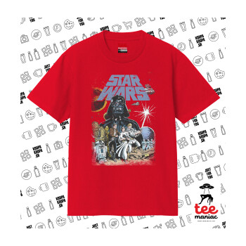 Star Wars, Κλασικό T-Shirt, διπλής ραφής, χωρίς πλευρικές ραφές ΚΟΚΚΙΝΟ από 100% βαμβάκι. Vegan & OEKO-TEX πιστοποιημένο.