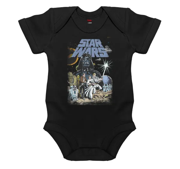 Star Wars — Βρεφικό φορμάκι μωρού, 0-18 μηνών, ΜΑΥΡΟ, 100% Organic Cotton, κοντομάνικο