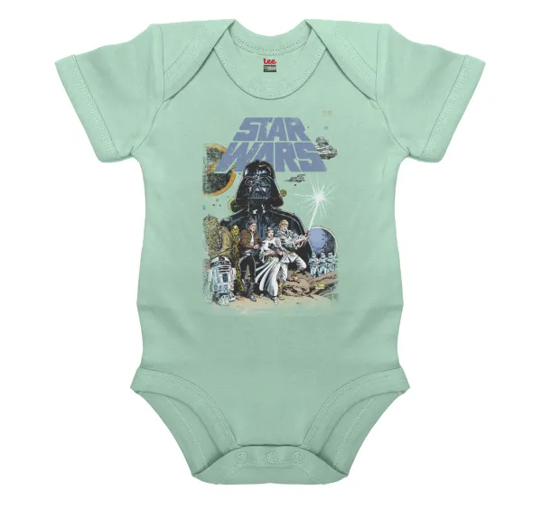 Star Wars — Βρεφικό φορμάκι μωρού, 0-18 μηνών, mint, 100% Organic Cotton, κοντομάνικο