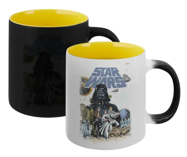Star Wars — Κούπα Μαγική εσωτερικό κίτρινη, κεραμική 330ml που αλλάζει χρώμα με το ζεστό ρόφημα