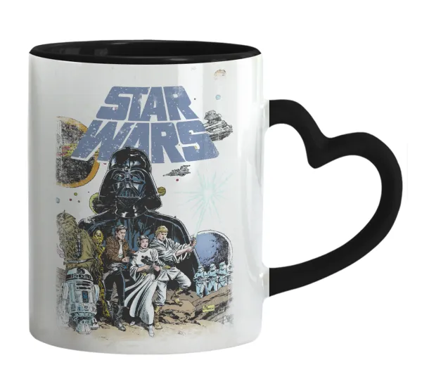 Star Wars — Κούπα καρδιά χερούλι μαύρη, κεραμική, 330ml