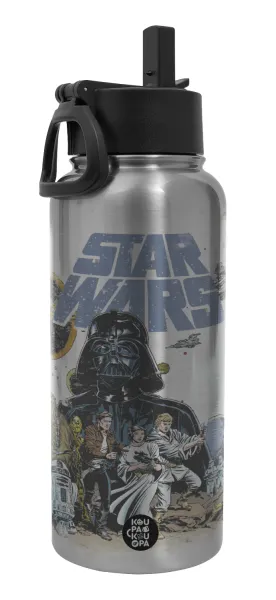 Star Wars — Metal mug thermo Silver with Straw and Spout Lid (Stainless steel), double wall, 950ml