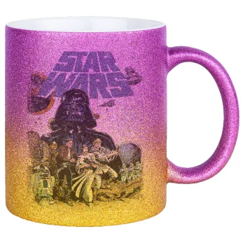 Star Wars, Κούπα Χρυσή/Ροζ Glitter, κεραμική, 330ml