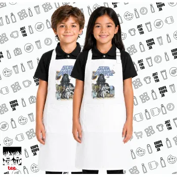 Star Wars, Λευκή ΠΑΙΔΙΚΗ Ποδιά μακριά Σεφ ολόσωμη με τσέπες