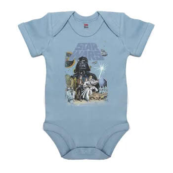 Star Wars, Βρεφικό φορμάκι μωρού, 0-18 μηνών, Μπλε, 100% Organic Cotton, κοντομάνικο