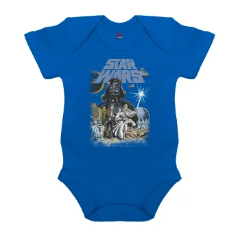 Star Wars, Βρεφικό φορμάκι μωρού, Μπλε Κοβαλτίου, 100% Organic Cotton, κοντομάνικο