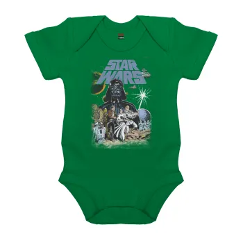 Star Wars, Βρεφικό φορμάκι μωρού, ΠΡΑΣΙΝΟ, 100% Organic Cotton, κοντομάνικο