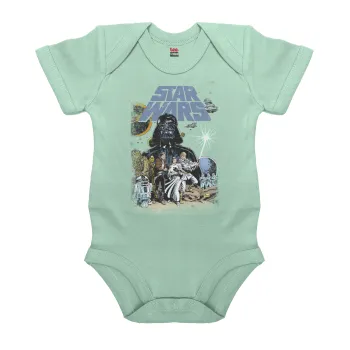Star Wars, Βρεφικό φορμάκι μωρού, 0-18 μηνών, mint (Μέντα), 100% Organic Cotton, κοντομάνικο