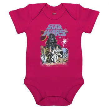 Star Wars, Βρεφικό φορμάκι μωρού, 0-18 μηνών, ΡΟΖ, 100% Organic Cotton, κοντομάνικο