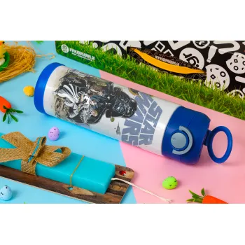 Star Wars, Easter candle, Childrens hot water bottle, stainless steel, with safety straw, BLUE (500ml)