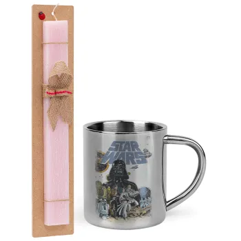 Star Wars, Easter Set, metallic thermal cup (300ml) & aromatic flat Easter candle (30cm) (PINK)