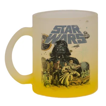 Star Wars, Κούπα γυάλινη δίχρωμη με βάση το κίτρινο ματ, 330ml