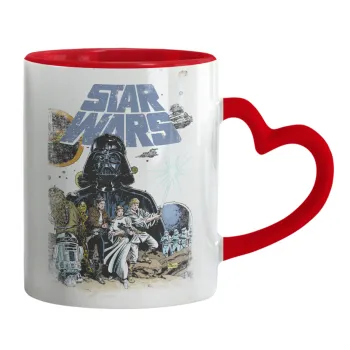 Star Wars, Κούπα καρδιά χερούλι κόκκινη, κεραμική, 330ml