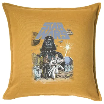Star Wars, Μαξιλάρι καναπέ Κίτρινο 100% βαμβάκι, περιέχεται το γέμισμα (50x50cm)