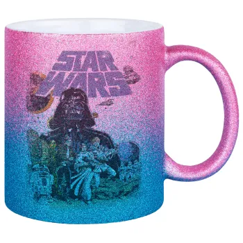 Star Wars, Κούπα Χρυσή/Μπλε Glitter, κεραμική, 330ml