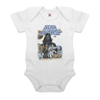 Star Wars, Βρεφικό φορμάκι μωρού, 0-24 μηνών, ΛΕΥΚΟ, 100% Organic Cotton, κοντομάνικο