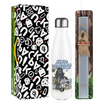 Star Wars, Easter candle, metallic white thermos bottle (500ml) & aromatic flat candle (30cm) (GRAY)