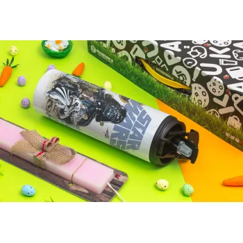 Star Wars, Easter candle,Travel Tumbler 2 Lids, with metal straw & cleaning brush & aromatic flat candle (30cm) (PINK)