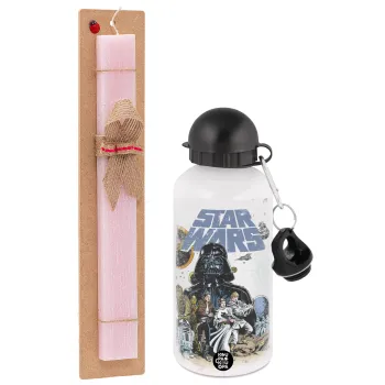 Star Wars, Πασχαλινή Λαμπάδα με παγούρι μεταλλικό αλουμινίου (500ml) & κερί αρωματικό πλακέ (30cm) (ΡΟΖ)