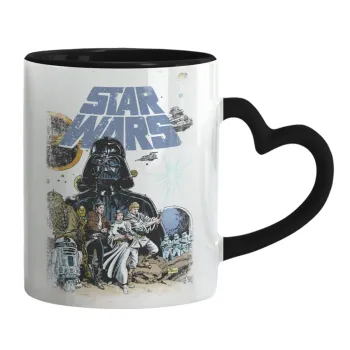 Star Wars, Κούπα καρδιά χερούλι μαύρη, κεραμική, 330ml