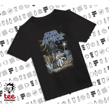 Star Wars, Άνετο παιδικό T-Shirt ΜΑΥΡΟ από 100% βαμβάκι, για κάθε μέρα. Vegan & OEKO-TEX πιστοποιημένο.