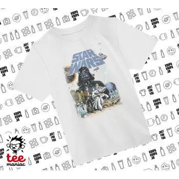 Star Wars, Άνετο παιδικό T-Shirt ΛΕΥΚΟ από 100% βαμβάκι, για κάθε μέρα. Vegan & OEKO-TEX πιστοποιημένο.