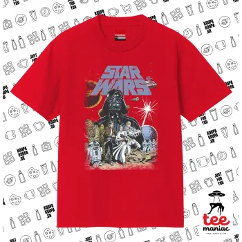 Star Wars, Κλασικό T-Shirt, διπλής ραφής, χωρίς πλευρικές ραφές ΚΟΚΚΙΝΟ από 100% βαμβάκι. Vegan & OEKO-TEX πιστοποιημένο.