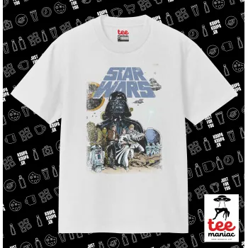 Star Wars, Κλασικό T-Shirt, διπλής ραφής, χωρίς πλευρικές ραφές ΛΕΥΚΟ από 100% βαμβάκι. Vegan & OEKO-TEX πιστοποιημένο.