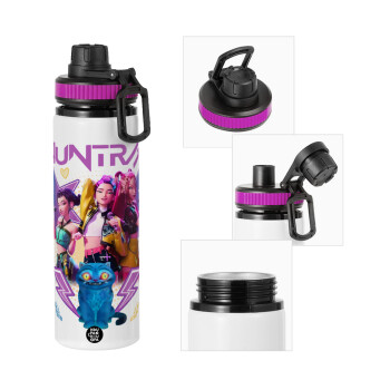 Huntrix K-pop series, Μεταλλικό παγούρι νερού με καπάκι ασφαλείας, αλουμινίου 850ml