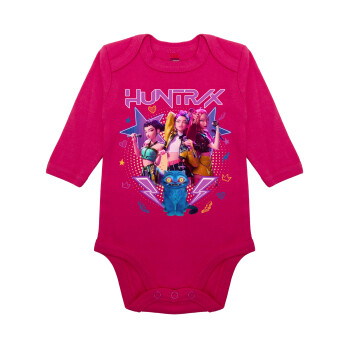 Huntrix K-pop series, Μακρυμάνικο βρεφικό φορμάκι, 0-18 μηνών, ΡΟΖ, 100% Organic Cotton