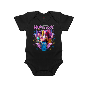 Huntrix K-pop series, Βρεφικό φορμάκι μωρού, 0-18 μηνών, ΜΑΥΡΟ, 100% Organic Cotton, κοντομάνικο