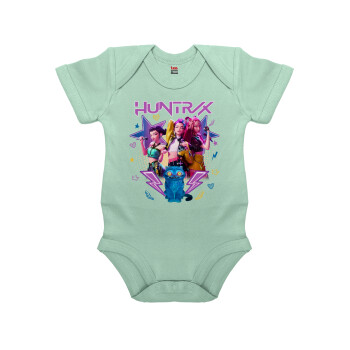 Huntrix K-pop series, Βρεφικό φορμάκι μωρού, 0-18 μηνών, mint (Μέντα), 100% Organic Cotton, κοντομάνικο