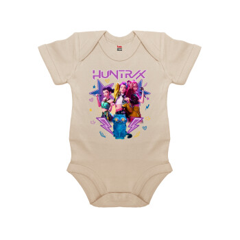 Huntrix K-pop series, Βρεφικό φορμάκι μωρού, 0-18 μηνών, Natural (Εκρού), 100% Organic Cotton, κοντομάνικο