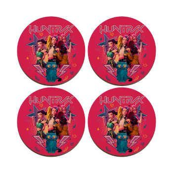 Huntrix K-pop series, ΣΕΤ x4 Σουβέρ ξύλινα στρογγυλά plywood (9cm)