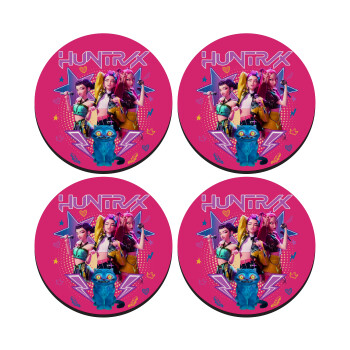 Huntrix K-pop series, ΣΕΤ 4 Σουβέρ ξύλινα στρογγυλά (9cm)