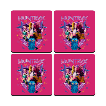 Huntrix K-pop series, ΣΕΤ 4 Σουβέρ ξύλινα τετράγωνα (9cm)