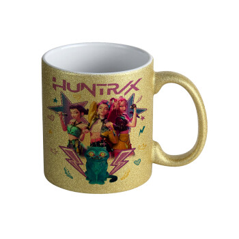 Huntrix K-pop series, Κούπα Χρυσή Glitter που γυαλίζει, κεραμική, 330ml