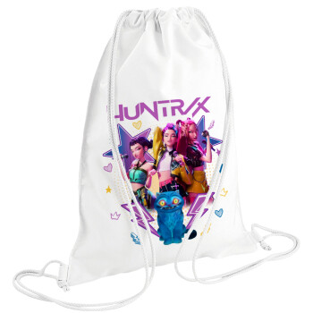 Huntrix K-pop series, Τσάντα πλάτης πουγκί GYMBAG λευκή (28x40cm)