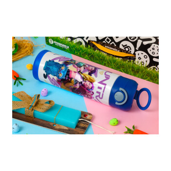 Huntrix K-pop series, Πασχαλινή Λαμπάδα με Παιδικό παγούρι θερμό, ανοξείδωτο, με καλαμάκι ασφαλείας, ΜΠΛΕ (500ml)