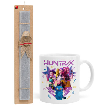 Huntrix K-pop series, Πασχαλινή Λαμπάδα με Κούπα κεραμική (330ml) & κερί αρωματικό πλακέ (30cm) (ΓΚΡΙ)