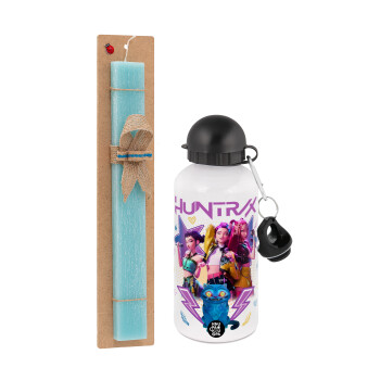 Huntrix K-pop series, Πασχαλινή Λαμπάδα με παγούρι μεταλλικό αλουμινίου (500ml) & λαμπάδα αρωματική πλακέ (30cm) (ΤΙΡΚΟΥΑΖ)